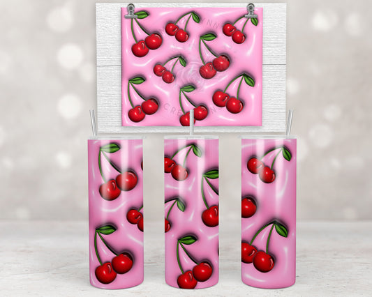 3D Puff Cherry Pink Design Transfers