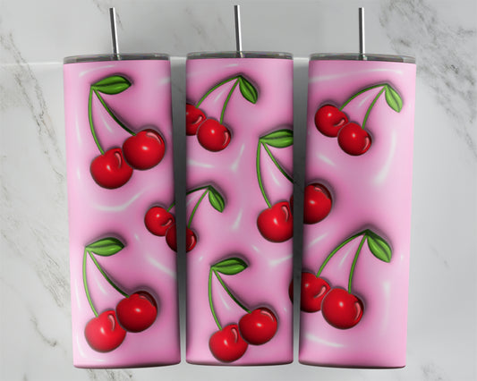 3D Puff Cherry Pink Design Transfers