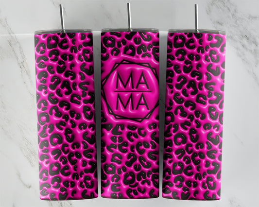 3D Puff Mama Hot Pink Leopard Design Transfers