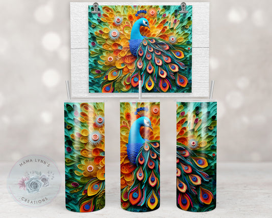 3d Rainbow Peacock Quill Design Transfers