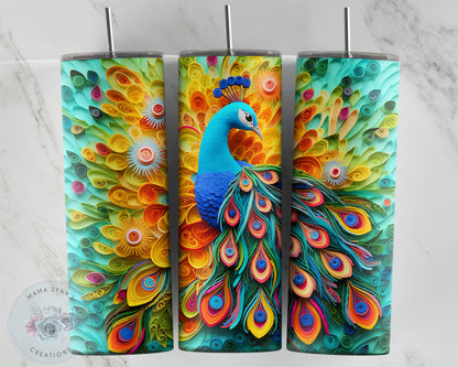 3d Rainbow Peacock Quill Design Transfers