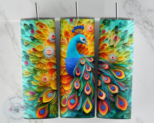 3d Rainbow Peacock Quill Design Transfers