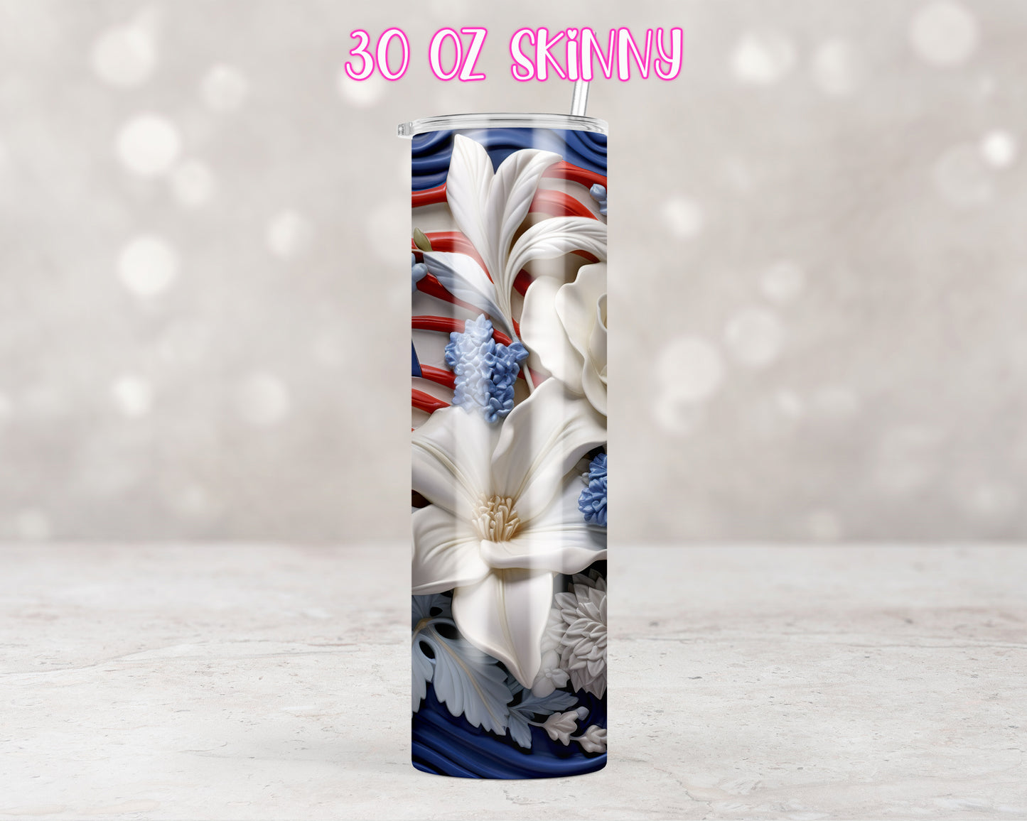 3D Patriotic Floral Design Transfers