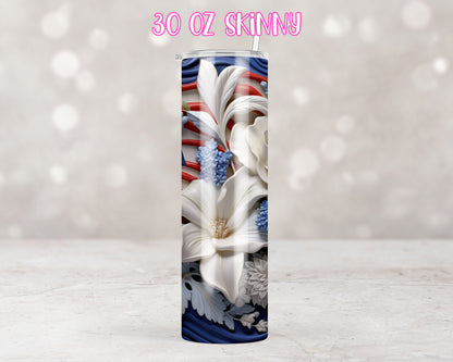 3D Patriotic Floral Design Transfers