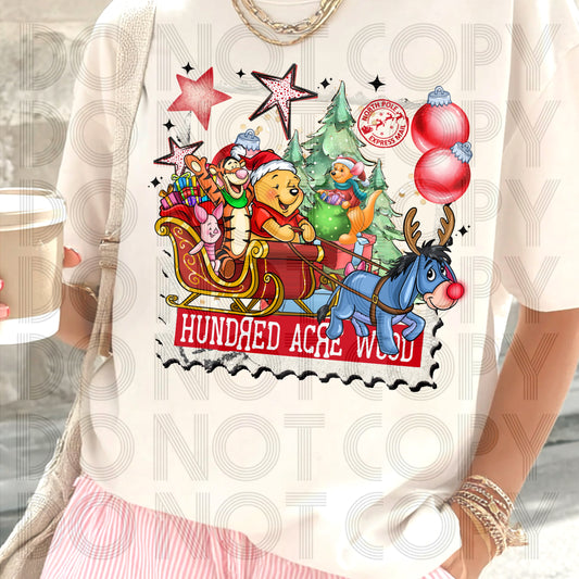 Christmas Pooh Stamp DTF Prints