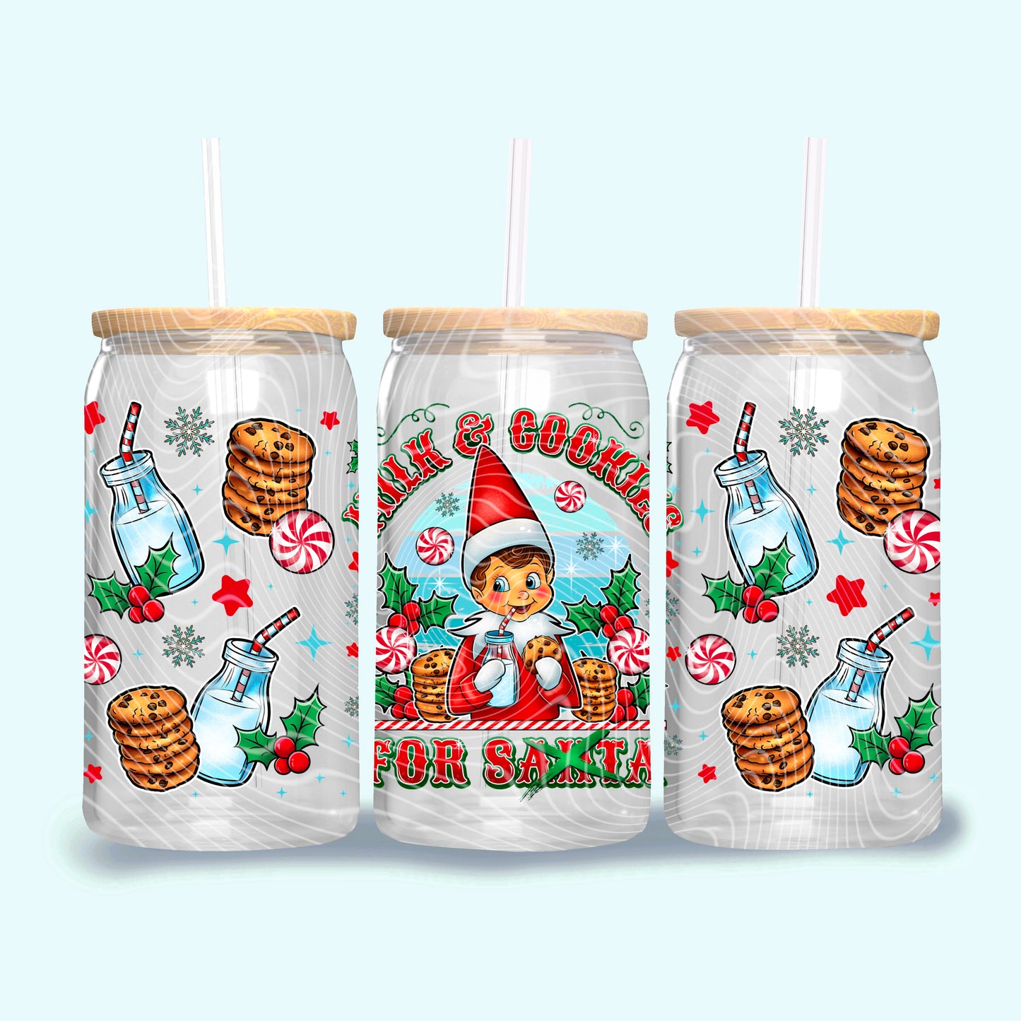 Elf Milk And Cookies / Boy Version 16 oz Glass Can Wrap