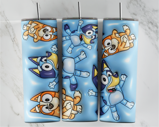 3D/ Inflated Blue Family Dogs Collage