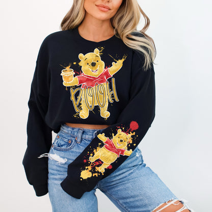 Paint Splatter Pooh DTF Print