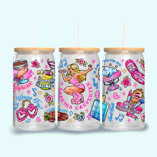 Sabrina C. Collage 16 oz Glass Can Wraps