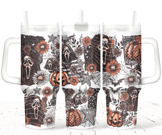 Floral Scream Ghost 40 oz Tumbler Print