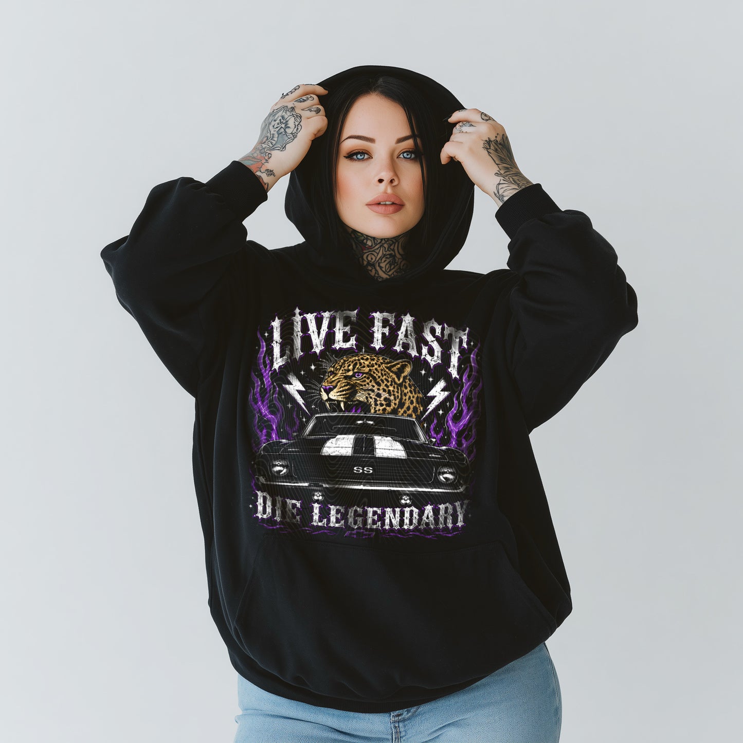 Live Fast Die Legendary (Halftone For Black Fabric Only) DTF Print