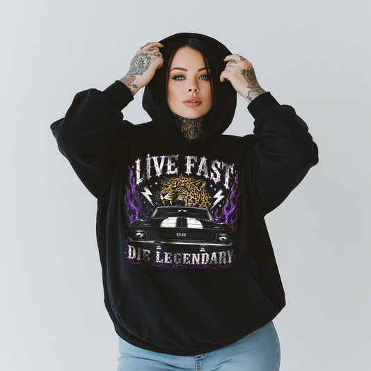 Live Fast Die Legendary (Halftone For Black Fabric Only) DTF Print