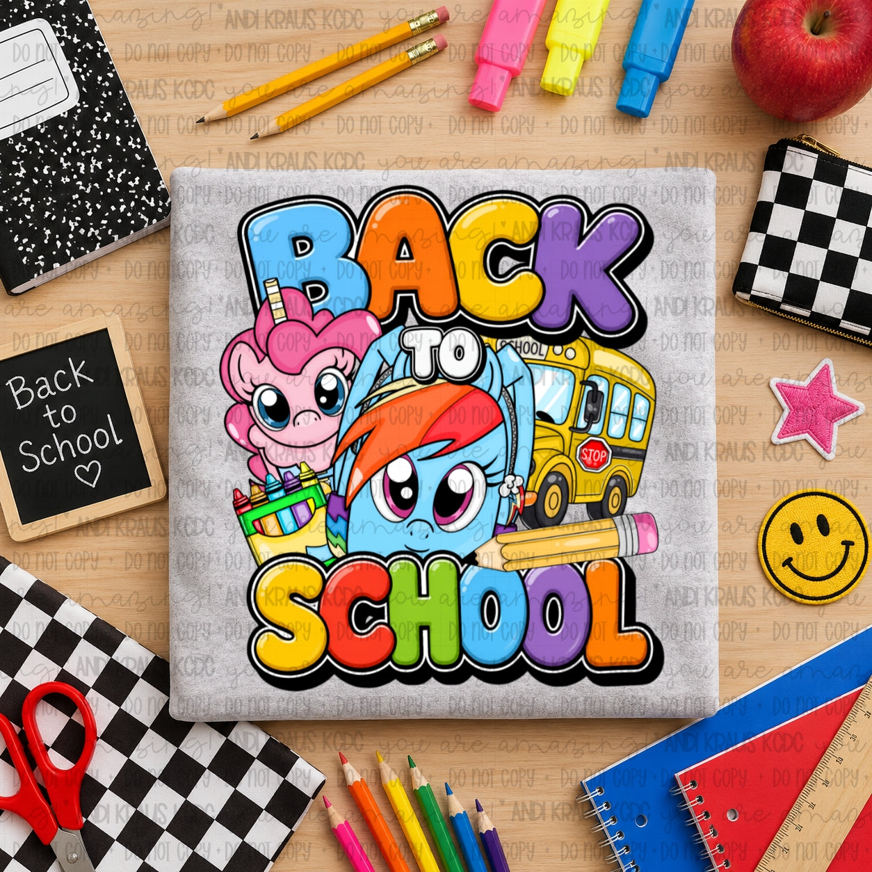 Back To School My Little Pony DTF Print