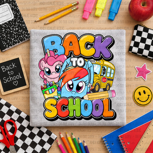 Back To School My Little Pony DTF Print