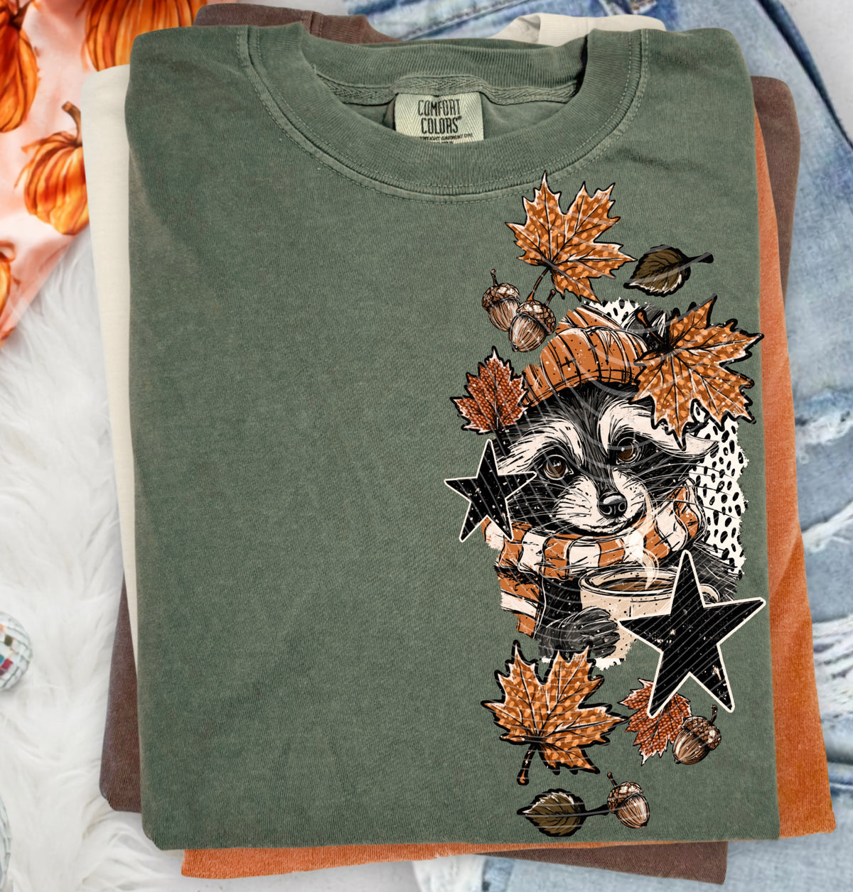 Fall Raccoon DTF Print
