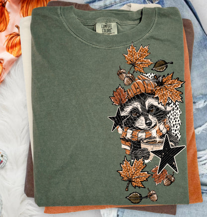 Fall Raccoon DTF Print