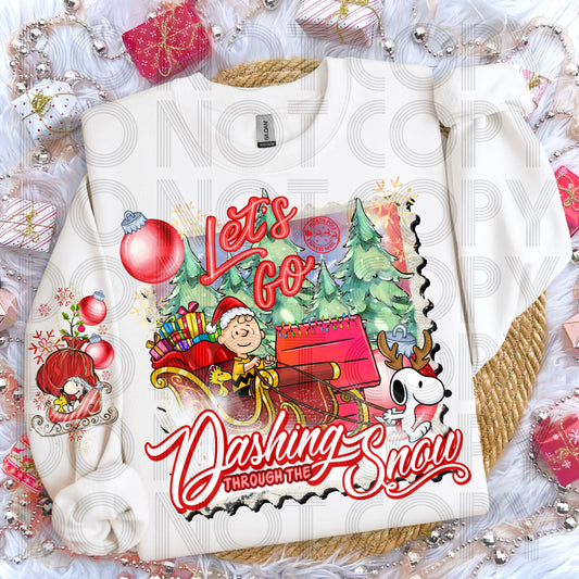 Dashing Through The Snow (Peanuts) DTF Print
