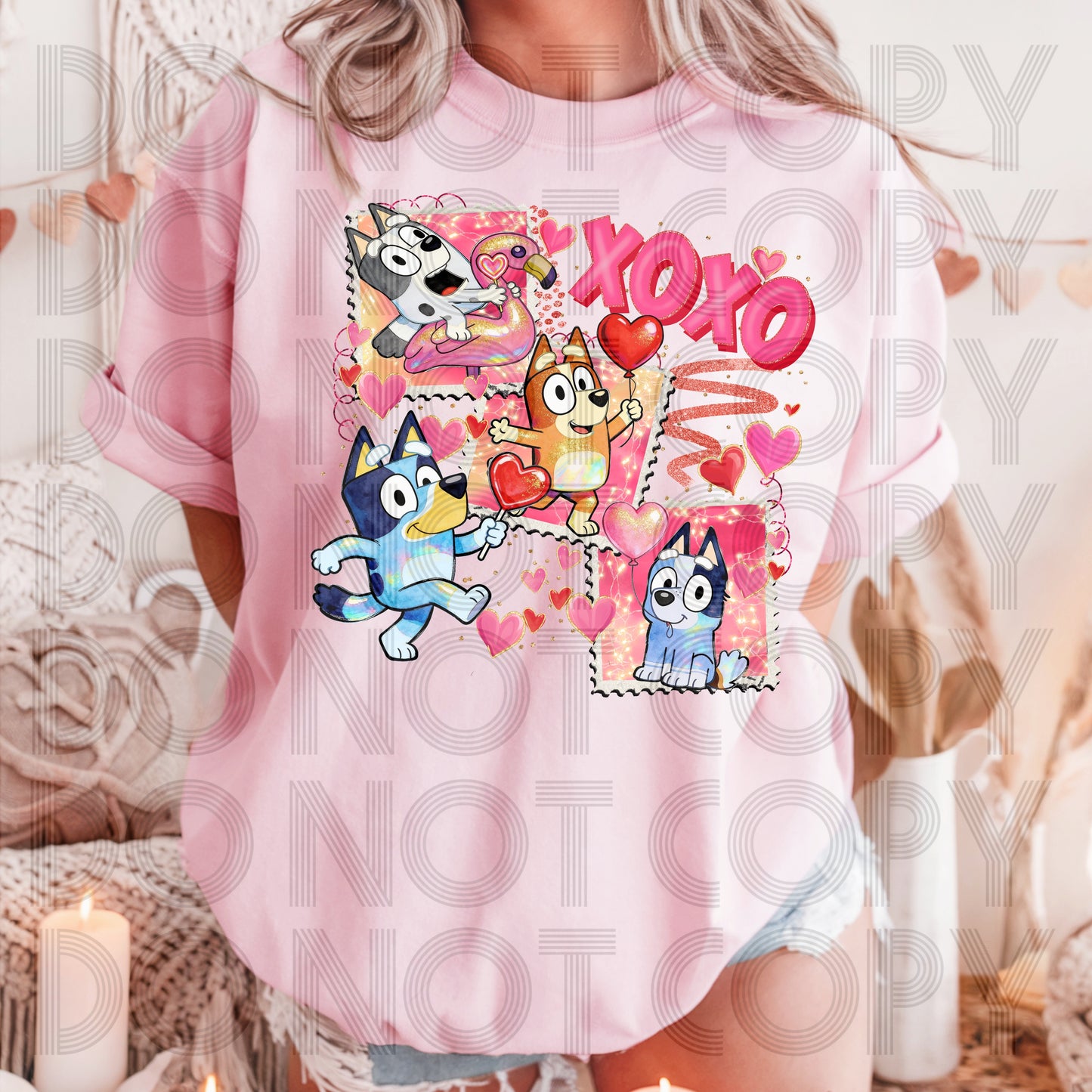 XOXO Blue Family Stamps DTF Prints