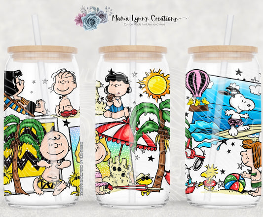 Peanuts Summer 16 oz Glass Can Wrap