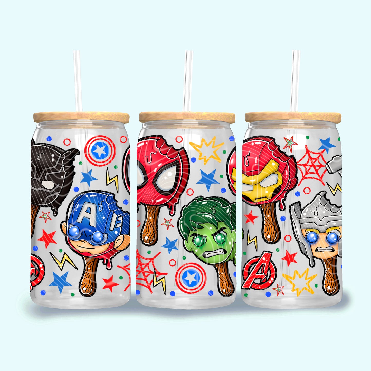 Marvel Hero Ice Cream 16 oz Glass Wrap