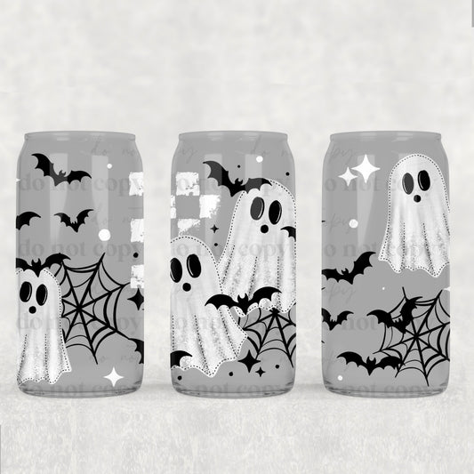 Black & White Ghostie 16 oz Glass Wrap
