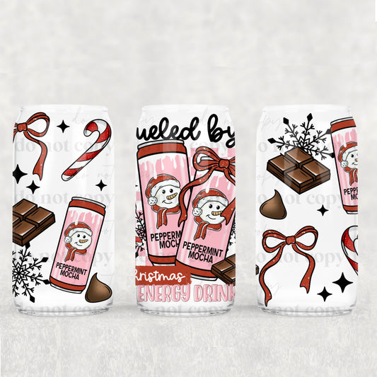 Fueled By Christmas And Energy Drinks 16 oz Glass Wraps