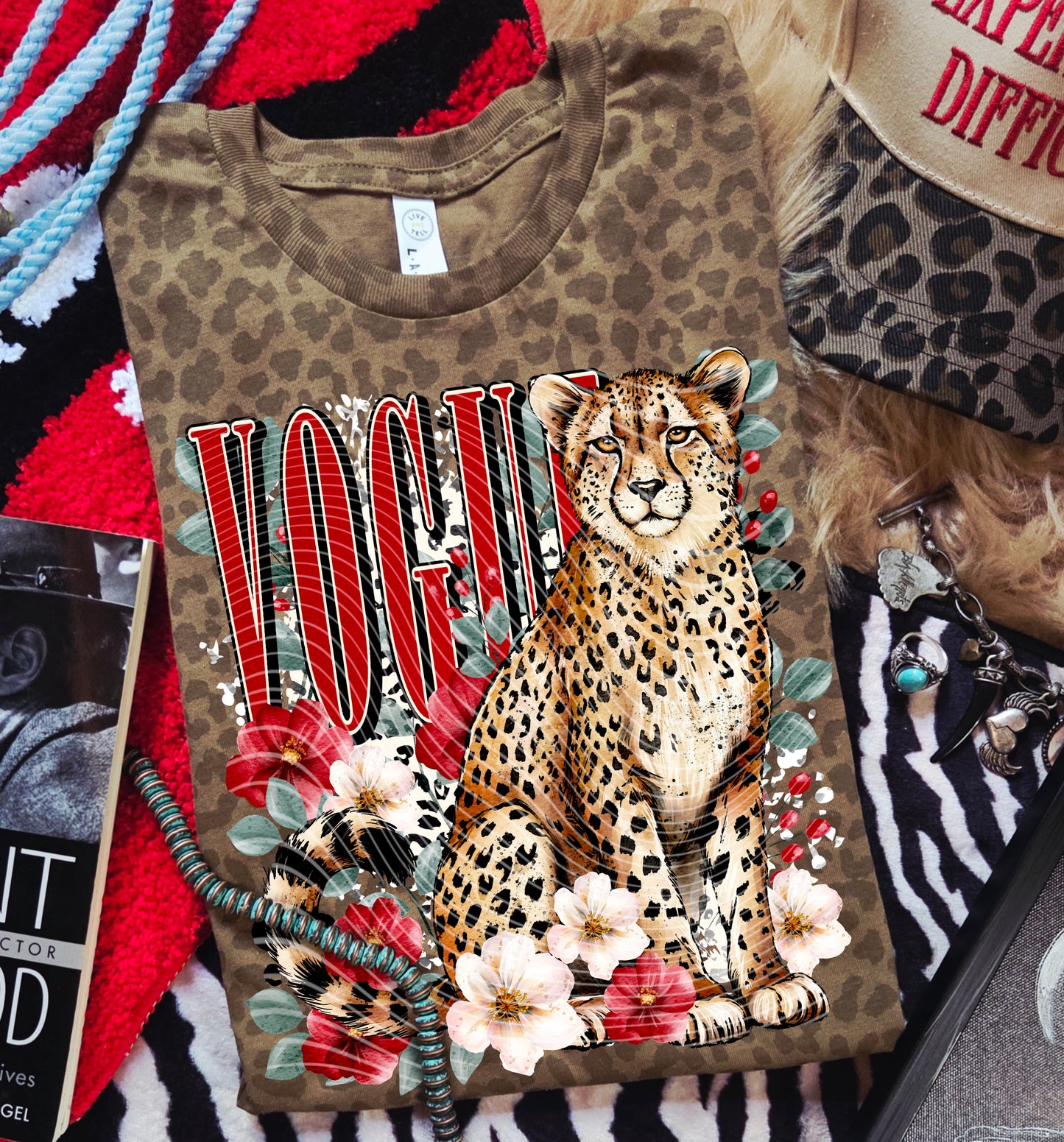 Vogue Floral Cheetah DTF Prints