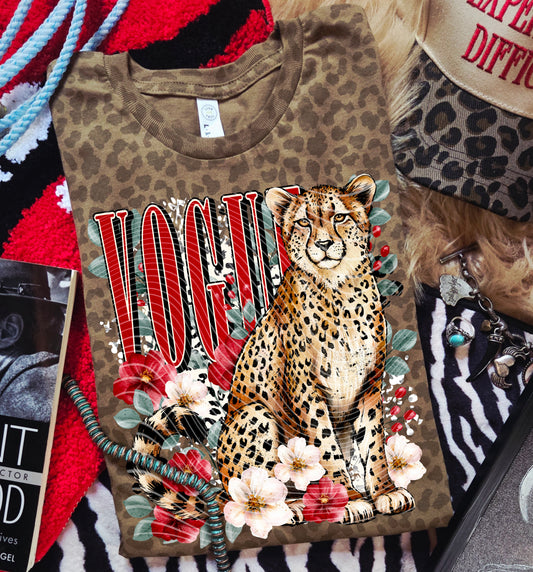 Vogue Floral Cheetah DTF Prints