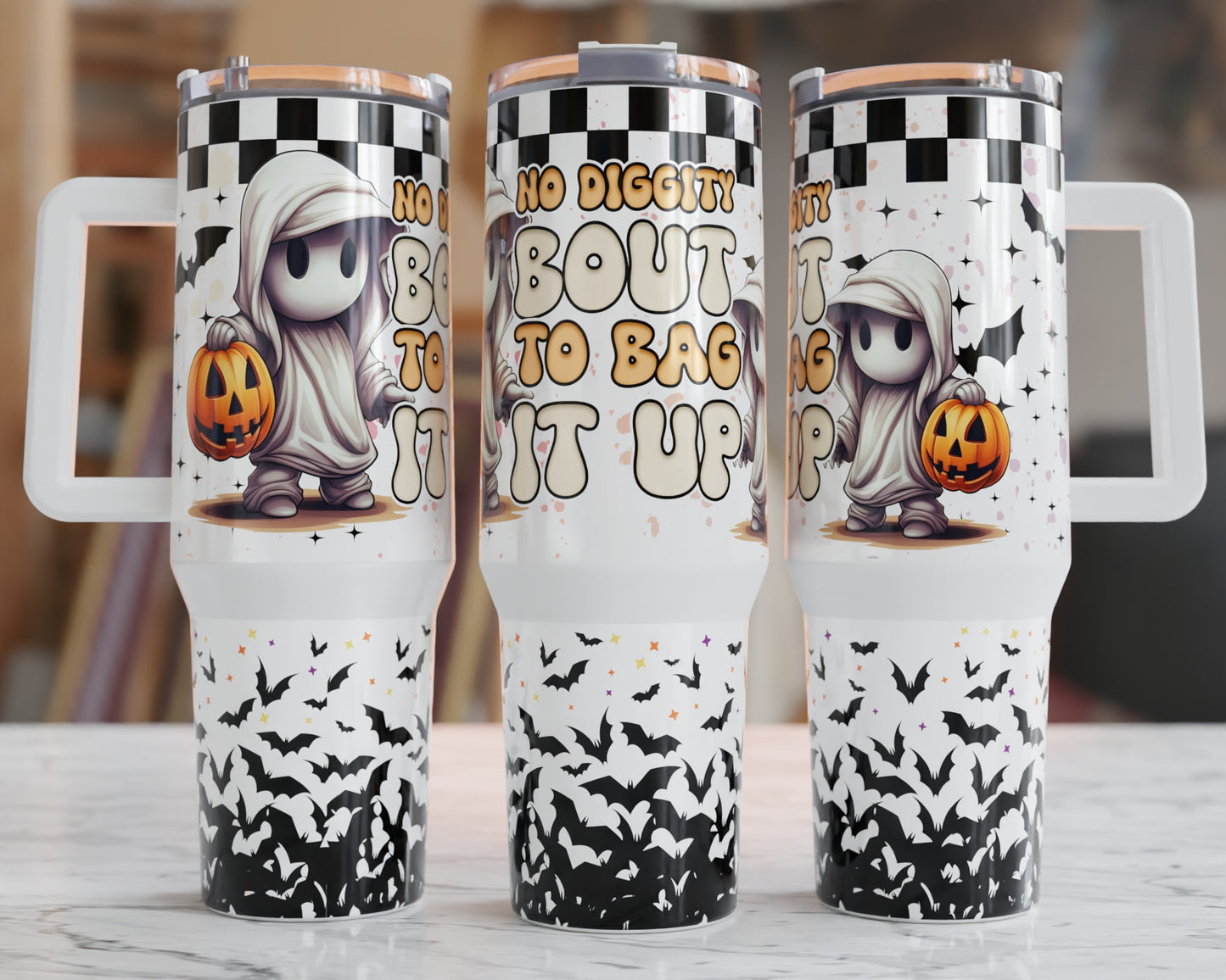 No Diggity Halloween 40 oz Tumbler Prints