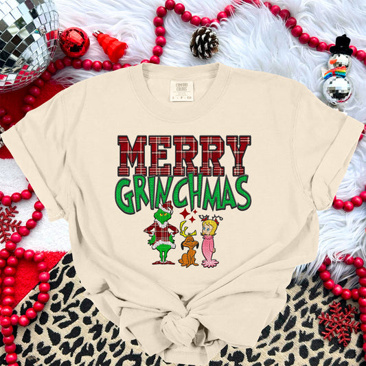 Merry Grinchmas Faux Embroidery DTF Print