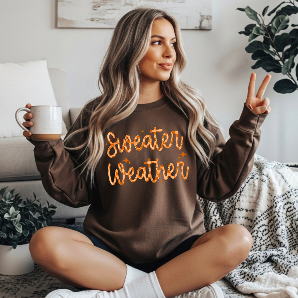 Sweater Weather Checker DTF Print