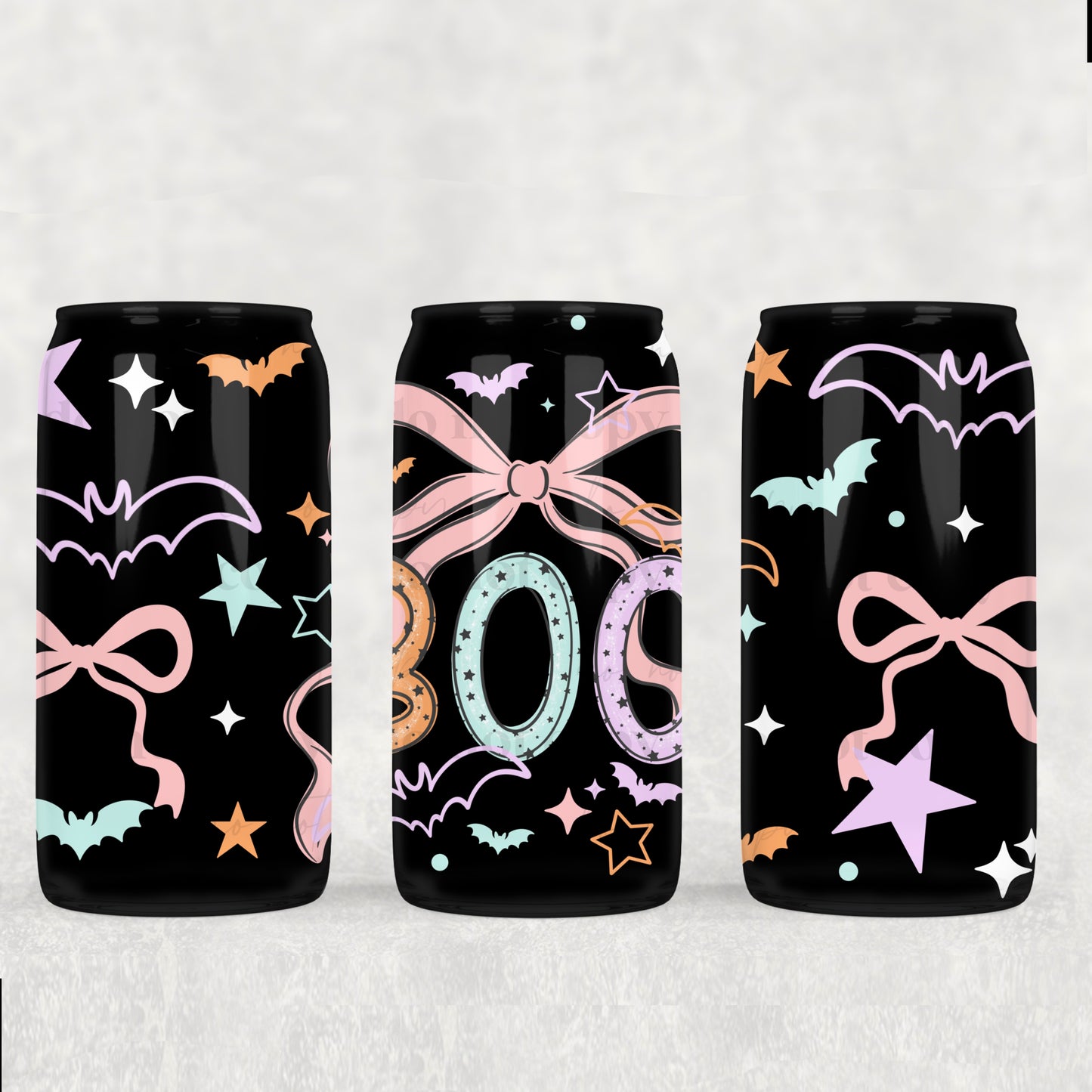 Boo Bow 16 oz Glass Wrap