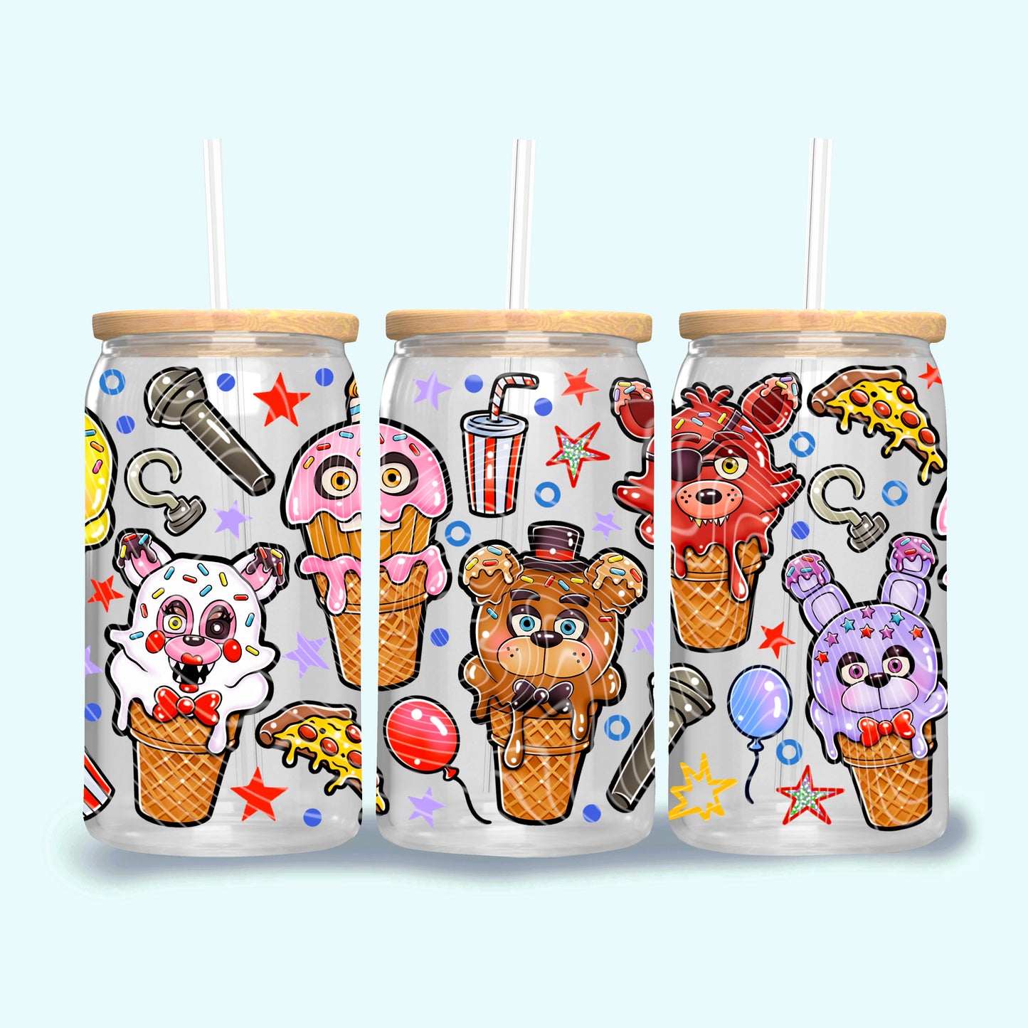 FNAF Ice Cream 16 oz Glass Wrap