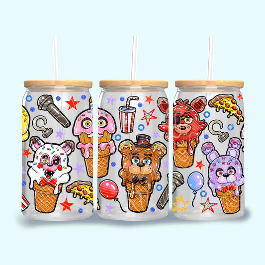 FNAF Ice Cream 16 oz Glass Wrap