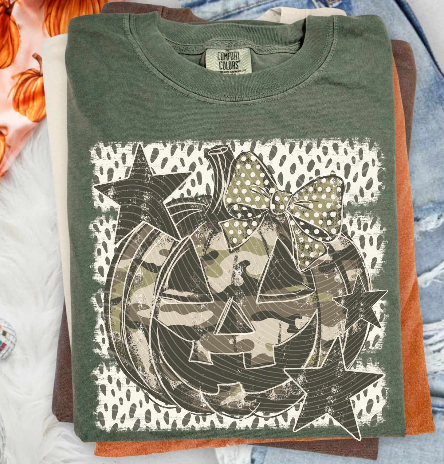 Dark Camo Pumpkin DTF Print