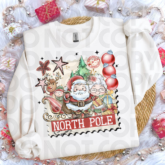 North Pole Christmas Stamp DTF Prints