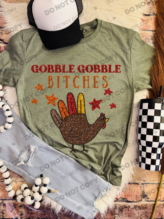 Gobble Gobble Bitches (Faux Sequin) DTF Print