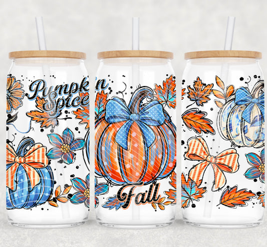Pumpkin Spice Fall 16 oz Glass Wraps