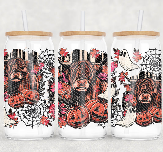 Spooky Cow 16 oz Glass Wraps