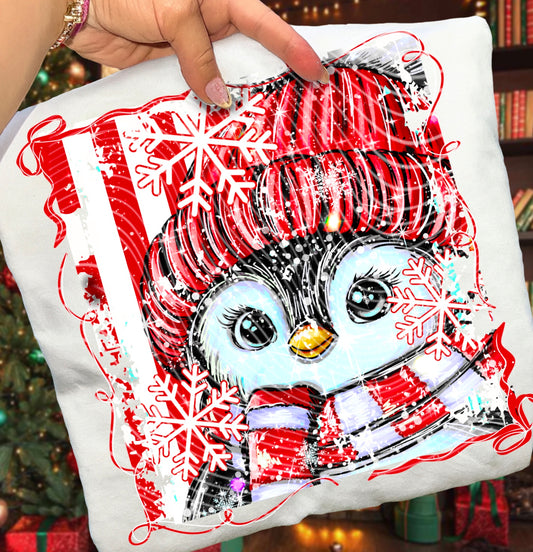 Christmas Penguin (Frame Stye) DTF Print