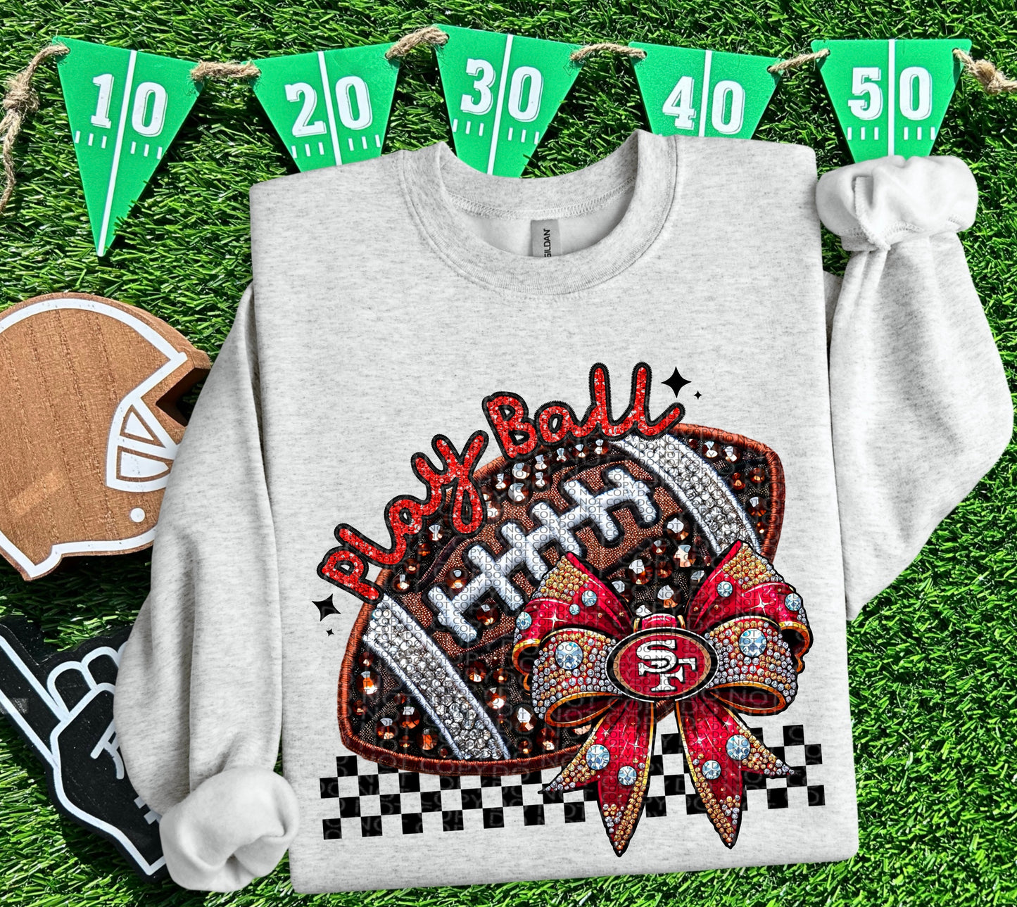 Play Ball Bow Football DTF Print