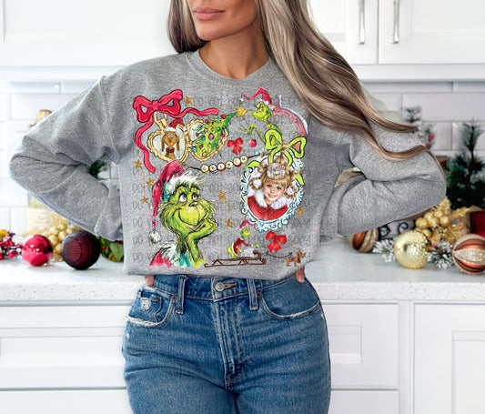 Christmas Grinch Locket DTF Print