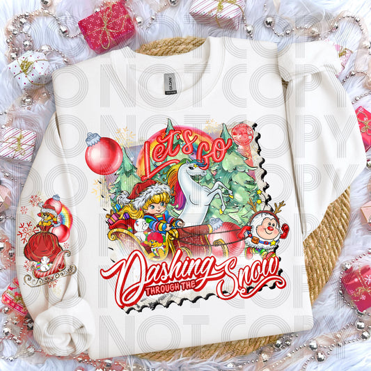 Dashing Through The Snow (Rainbow Girl) DTF Print