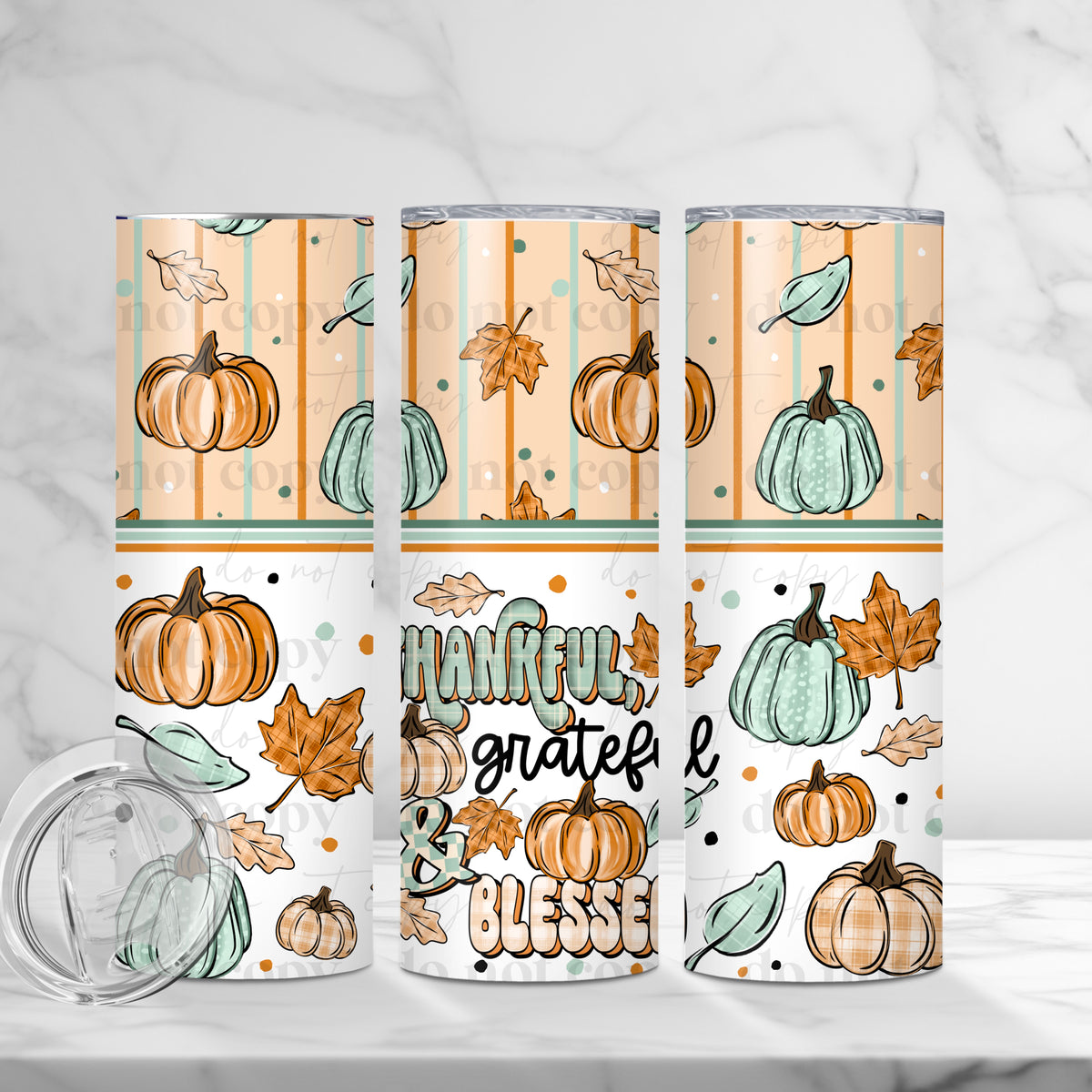 Thankful, Grateful & Blessed Tumbler Wrap