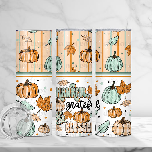 Thankful, Grateful & Blessed Tumbler Wrap