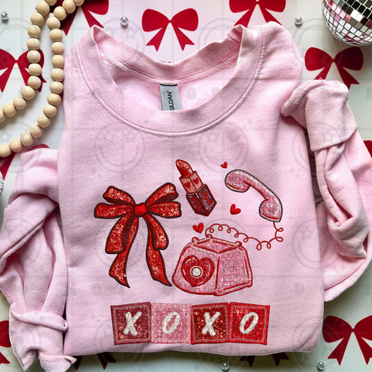 XOXO VDay Faux Embroidery DTF Prints