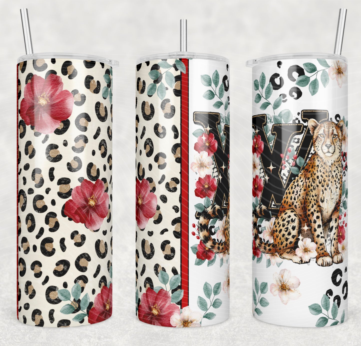 LV Black and Red Cheetah Tumbler Wrap