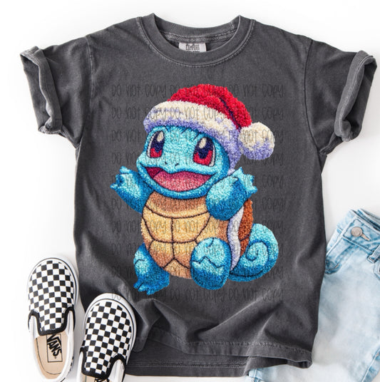 Christmas Squirtle Faux Yarn  DTF Print