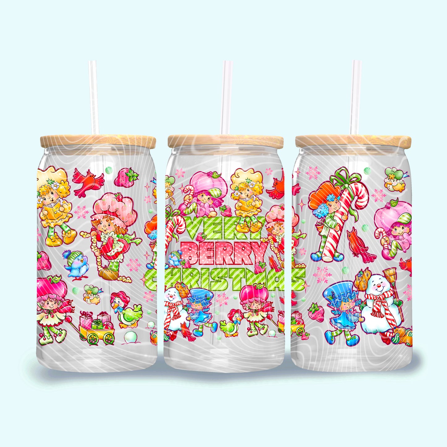 Very Berry Christmas 16 oz Glass Wraps