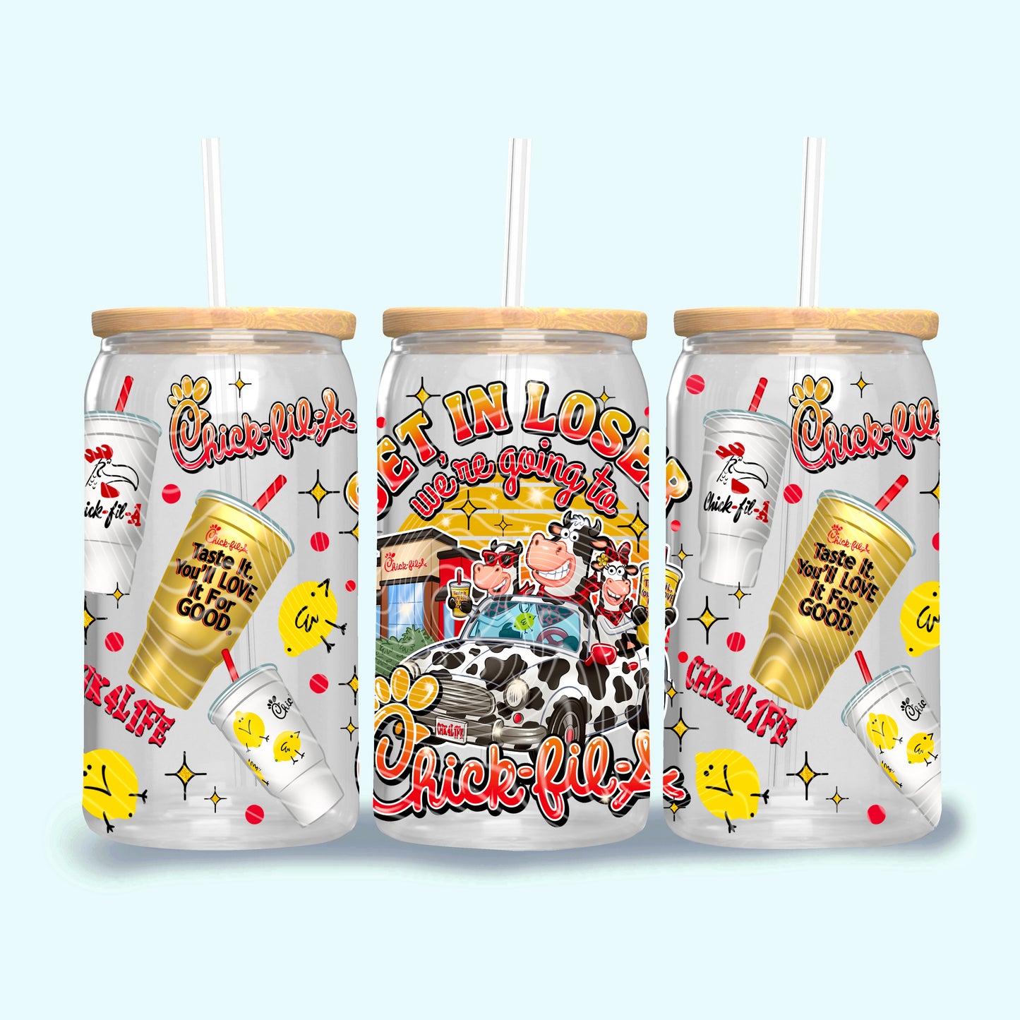 Get In Loser We’re Going To Chkfla 16 oz Glass Wraps